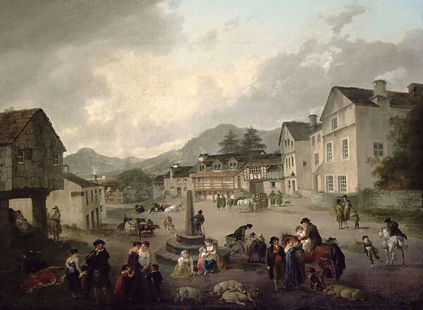 The Market Place at Ambleside, 1817 (oil on canvas)
