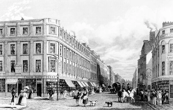 Market Street from the Market Place, Manchester, engraved by Frederick James Havell