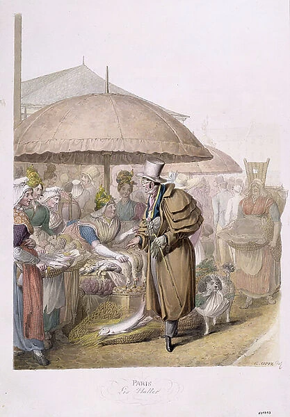 The Markets at Les Halles, 1831 (w / c on paper)