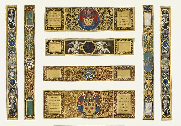 Marlay Cutting Italian 33: Eight strips of border taken from a missal of Pope Clement VII
