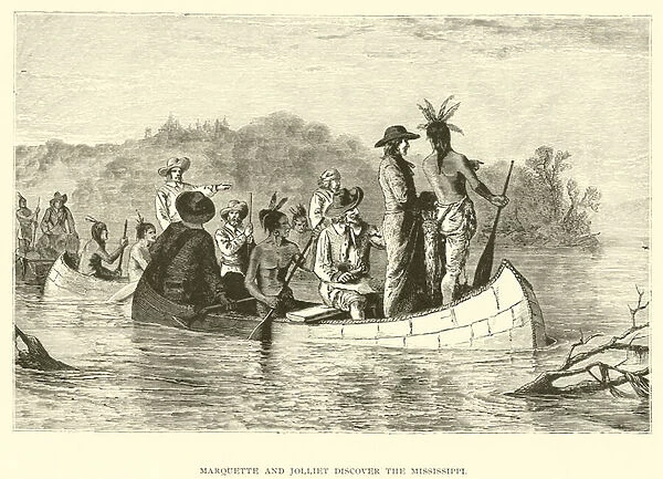 Marquette and Jolliet discover the Mississippi (litho)