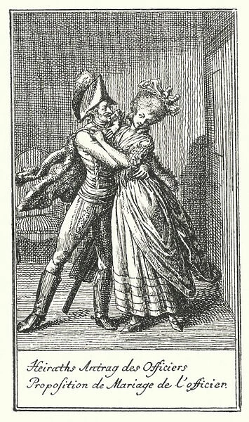 Marriage Proposal of the Officer (engraving)