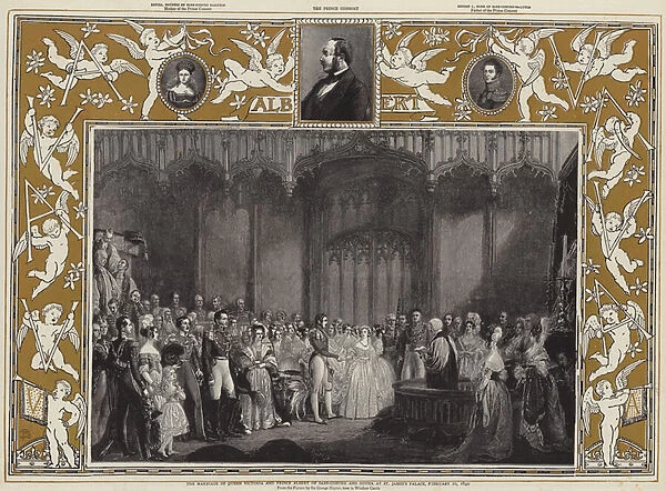 The Marriage of Queen Victoria and Prince Albert of Saxe-Coburg and Gotha at St Jamess Palace, 10 February 1840 (colour litho)