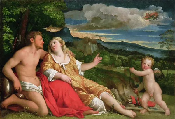 ｖ・ｉ・ｐ(venus in paradise) 1999 ミニポスター？　6枚 Mars, Venus and Cupid Print (oil on canvas) by Jacopo Palma. Art