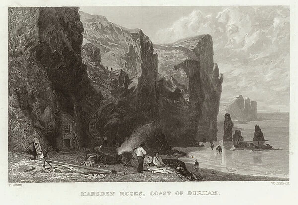 Marsden Rocks, Coast of Durham (engraving)