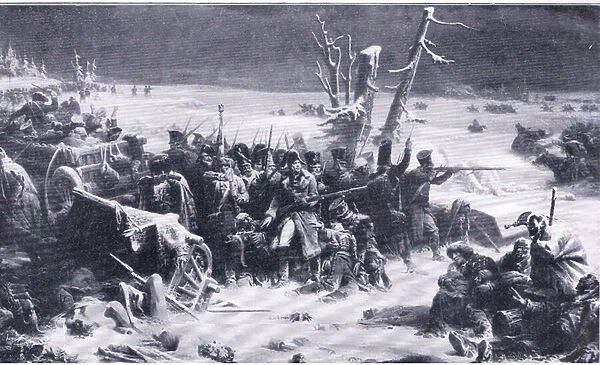 Marshal Ney supprorting the rear guard during the retreat from Moscow