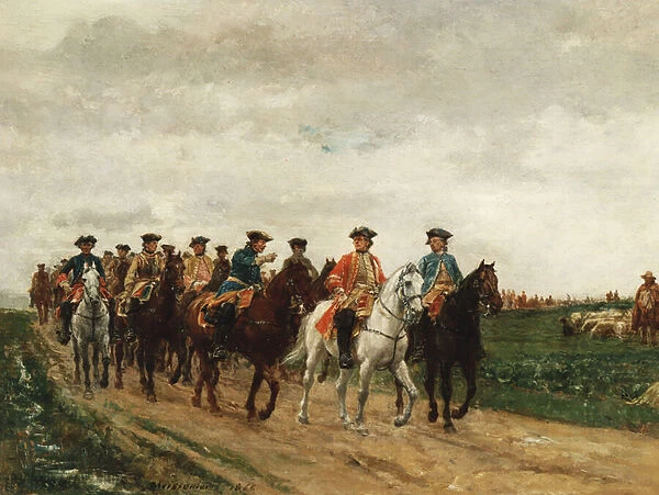 Marshal Saxe and his Troops, 1866 (oil on panel)