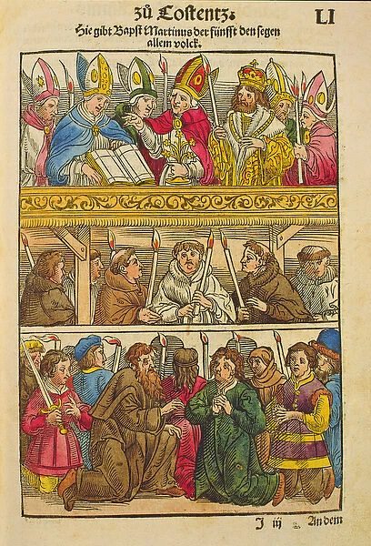 Martin V is elected Pope and blesses the people at the Council of Constance, 1417