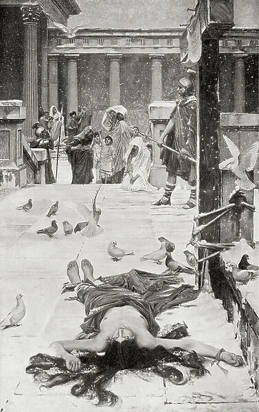 The martydom of Saint Eulalia, fter the painting by John William Waterhouse, from Hutchinson's History of the Nations, pub. 1915