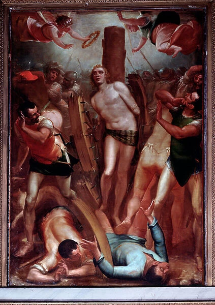 Martyrdom of st George on the cog-wheel (Painting, 16th century)