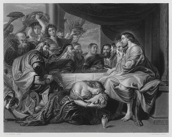 Mary Anointing the Feet of Christ, from the picture in the Royal Collection (engraving)