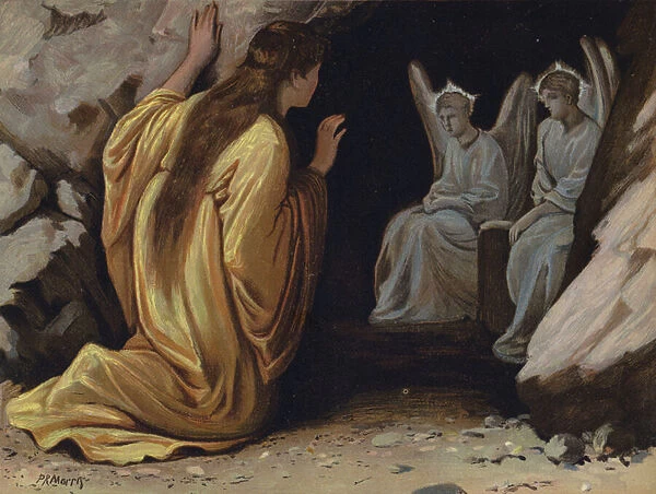 Mary Magdalene at the tomb (chromolitho)