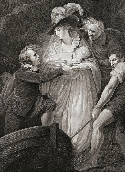 Mary, Queen of James II, leaving England (print)