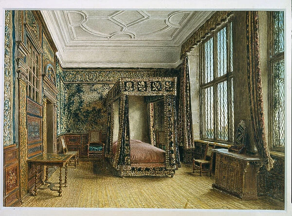 Mary, Queen of Scots Room at Hardwick, 1820s (w  /  c on paper)