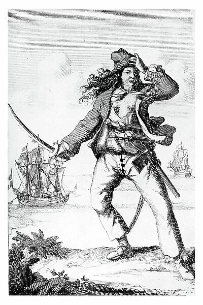 Mary Read - English female pirate, 18th century (engraving)