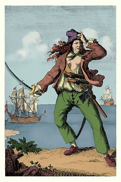 Mary Read - English female pirate (engraving)
