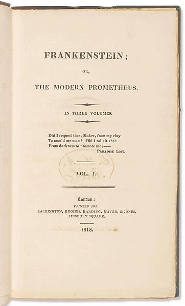 Mary Shelleys Frankenstein, 1818 (paper & boards)