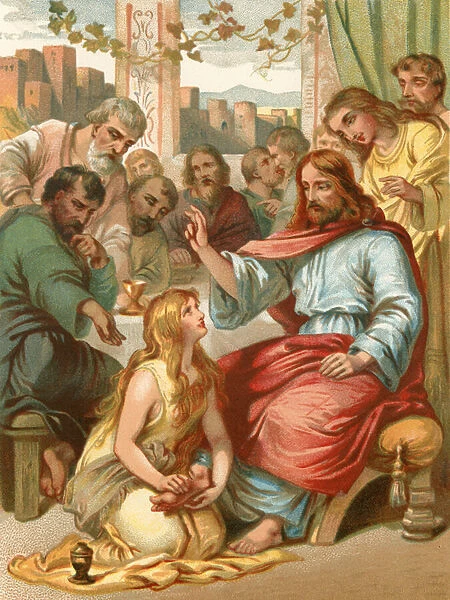 Mary washes the feet of Jesus