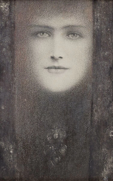 The Mask, with a Black Curtain, c. 1909 (coloured chalks heightened with white on paper)