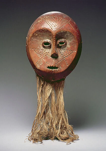Mask, Lega culture, from Democratic Republic of Congo (wood & fibre)