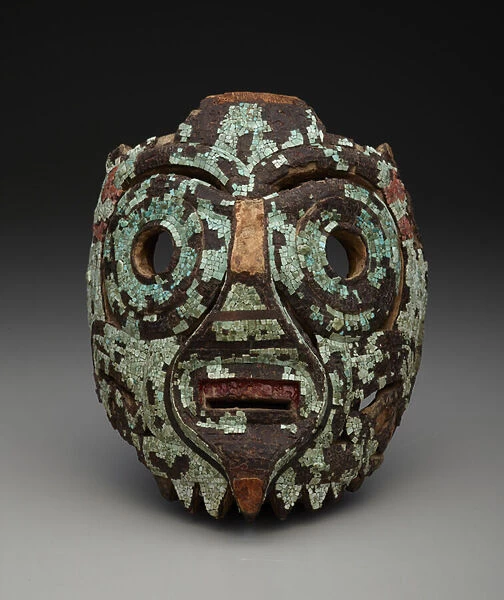 Mask, possibly of Tlaloc, c. 1350-1521 (wood, turquoise, shell, lignite and resin)