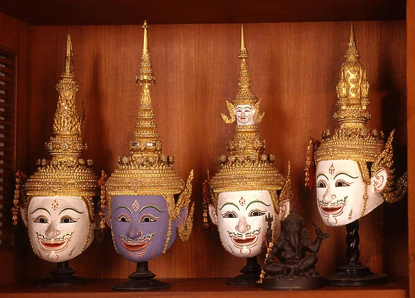 Masks for Khon theatre (ceramic & metal)