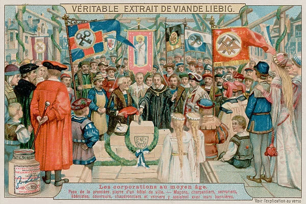 Masons, Carpenters, Locksmiths, Cabinetmakers, Roofers, Smiths and Glaziers Lay the First Stone of a City Hall (chromolitho)