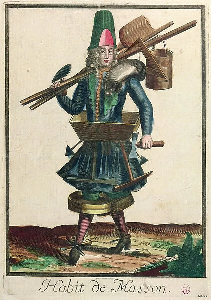 The Masons Costume (coloured engraving)