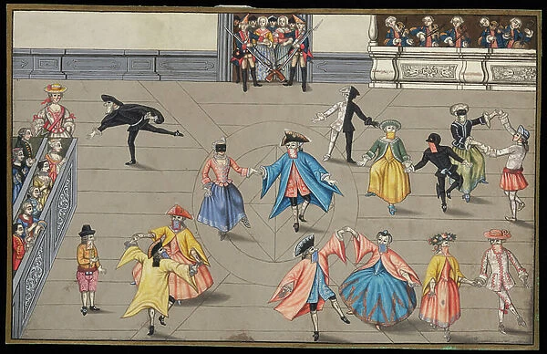 The masque, 1701-1800 (pen and black ink with watercolour and white bodycolour on paper)