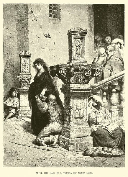 After the Mass ins Trinita de Monti, Rome (engraving)