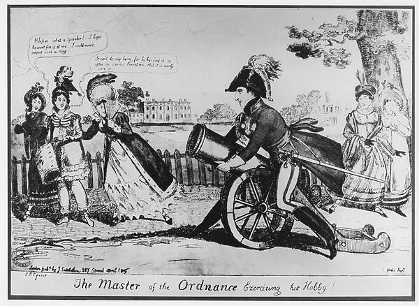 The Master of the Ordnance exercising his Hobby, 1819 (engraving)