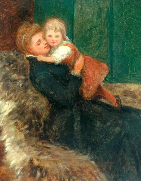 Maternal Affection (oil on canvas)