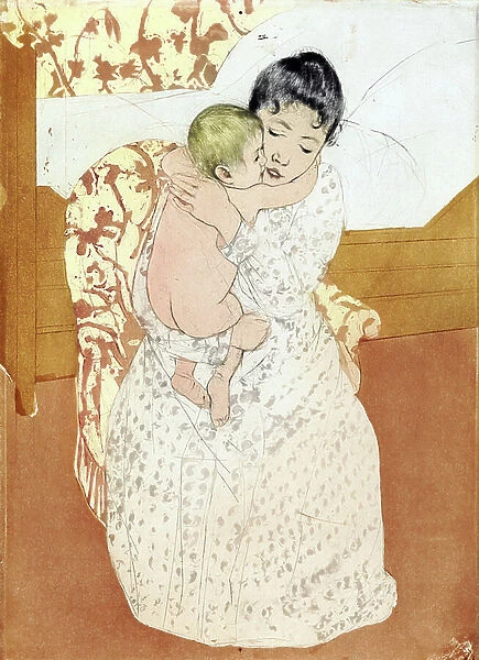 Maternal caress 1891;by Mary Cassatt