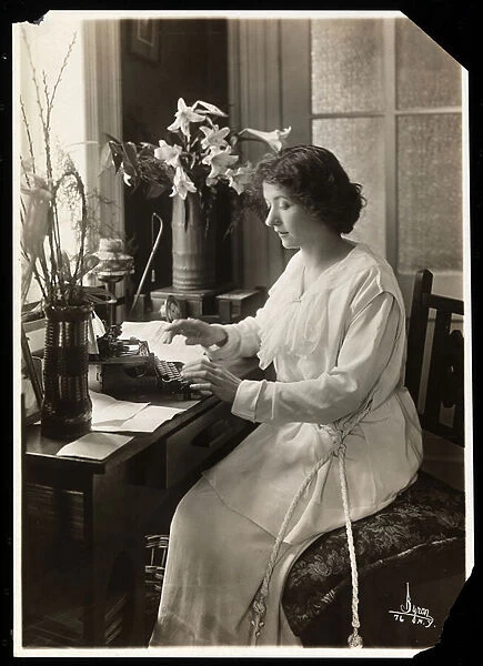 Maude Fealy seated at a typewriter, c. 1915 (silver gelatin print)