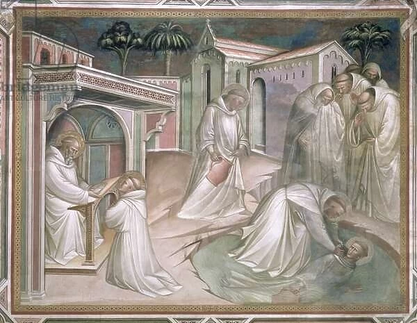 Maurus Saves Placidus, detail the Life of Saint Benedict (c. 480-c