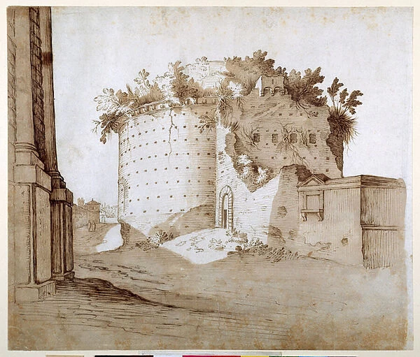 A Mausoleum (pen & brown ink on paper)