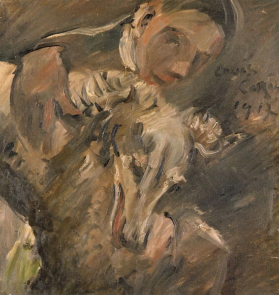 Max Mainer with a Siberian Greyhound, 1917 (oil on canvas)