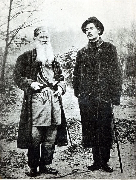 Maxim Gorky (Aleksei Maksimovich Peshkov) visiting Lev Tolstoy at Yasnaya Polyana in 1900