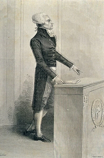 Maximilien de Robespierre (1758-94) Orating, engraved by Stephane Pannemaker (1847-1930)