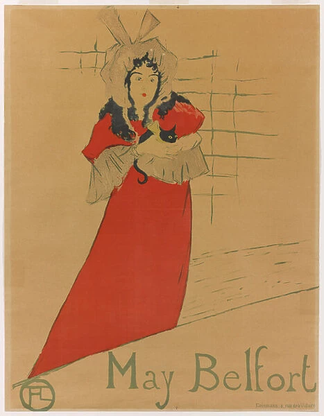 May Belfort, 1895 (brush, spatter & crayon lithograph, printed in five colours on paper)