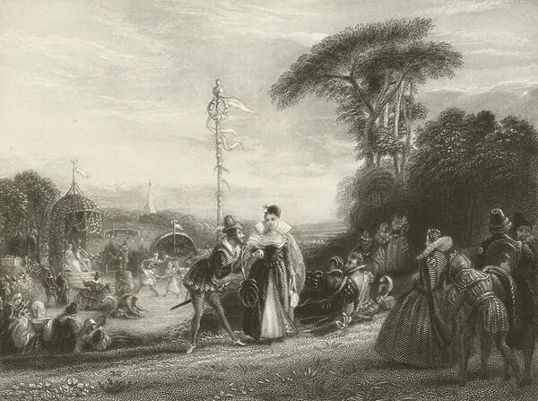 May-day, in the Reign of Queen Elizabeth (engraving)