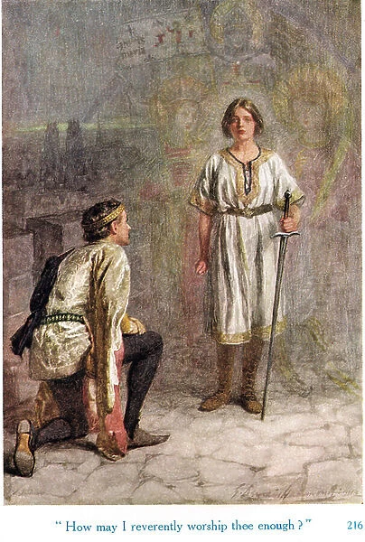 How may I reverently worship thee enough?, illustration from Shakespeare's stories of the English Kings, published by George Harrap & Son, 1912 (colour litho)
