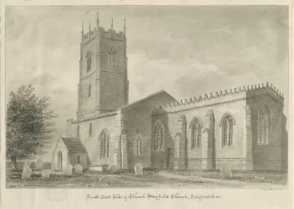 Mayfield Church: sepia drawing, 1839 (drawing)