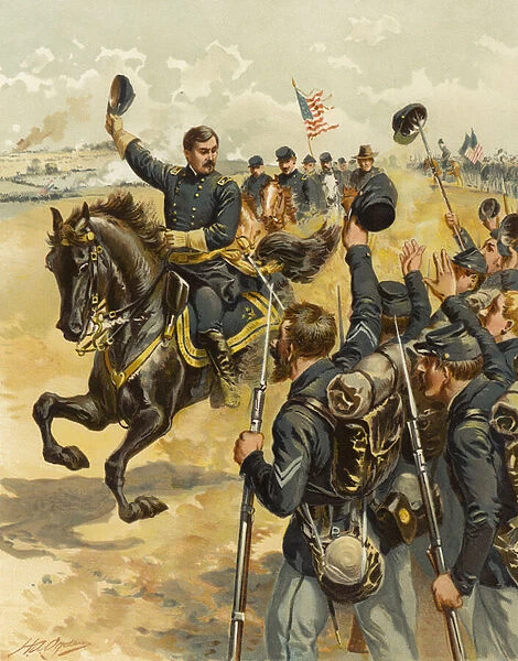 McClellan at Antietam, 17 September 1862 (colour litho)