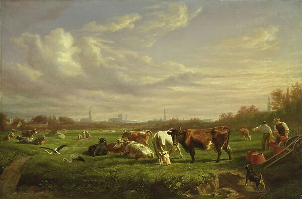 Meadow with the Town of Dammtor Behind, 1856 (oil on canvas)