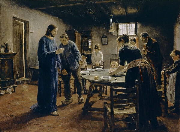 The Mealtime Prayer, 1885 (oil on canvas)