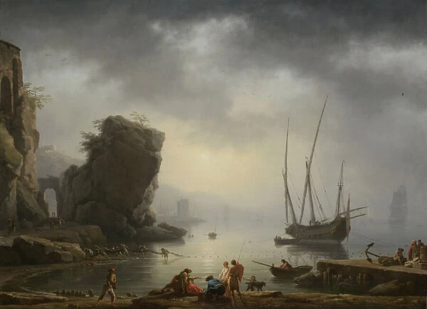 Mediterranean Coastal Scene, 1746 (oil on canvas)