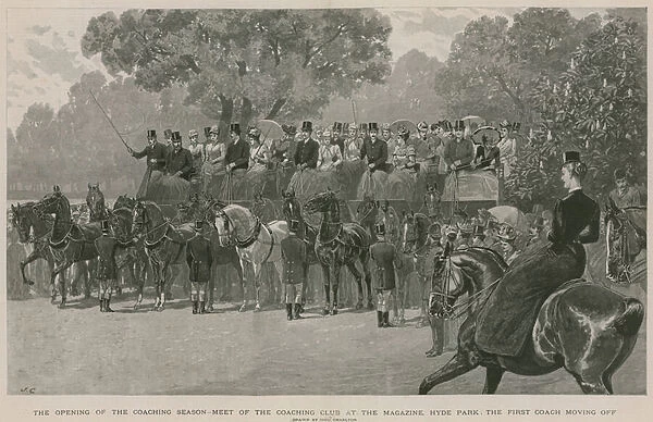 Meet of the Coaching Club at the Magazine, Hyde Park, London (engraving)