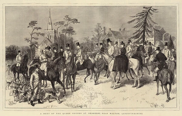 A Meet of the Quorn Hounds at Brooksby, near Melton, Leicestershire (engraving)