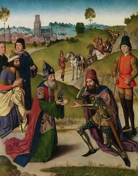 The Meeting of Abraham and Melchizedek, detail from the Altarpiece of the Holy Sacrament, c. 1464-68 (oil on panel)